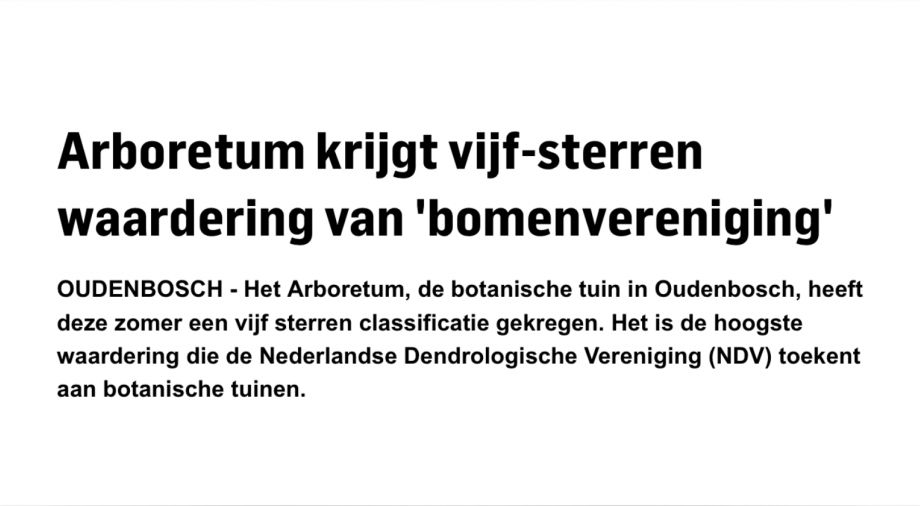 Vijf-sterren waardering Arboretum